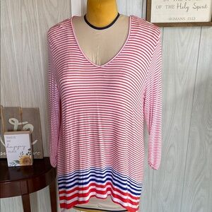 Valerie Stevens Red and Blue Long Sleeve Blouse